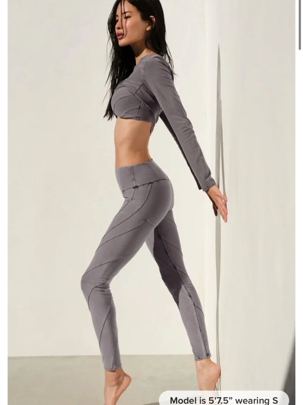 ALO Yoga Alosoft Washed Cool Grey High-Waist‎ Sunray Leggings extra small